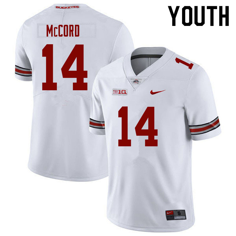 Ohio State Buckeyes Kyle McCord Youth #14 White Authentic Stitched College Football Jersey